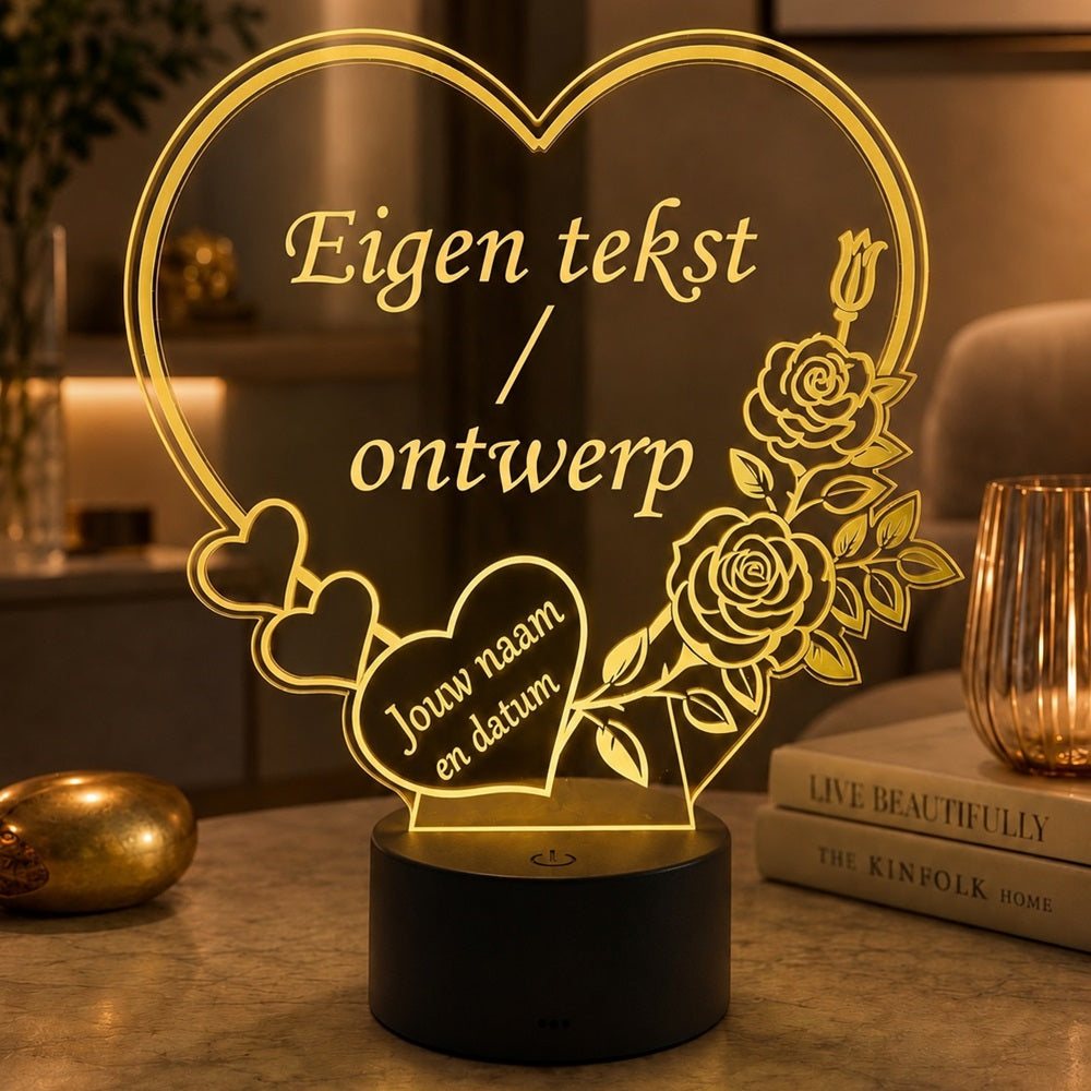 Gepersonaliseerde LED Lamp Hart – Groot Formaat