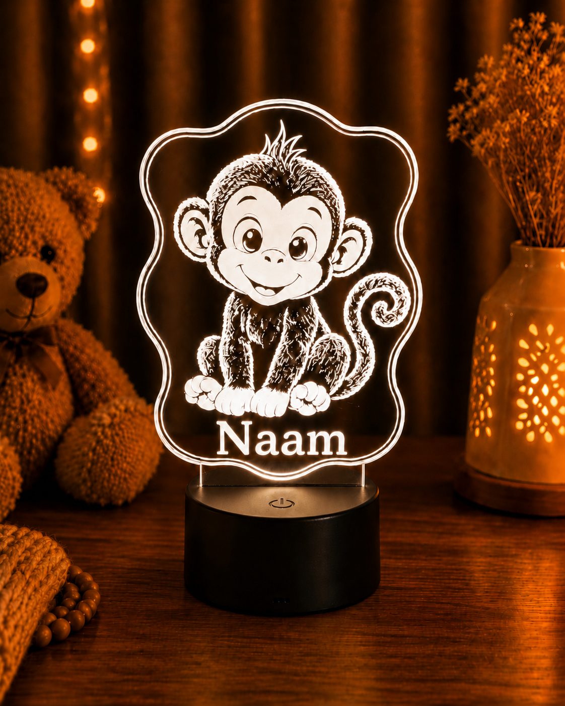 Gepersonaliseerde LED Lamp met Naam voor Kinderen – Dieren Nachtlampje