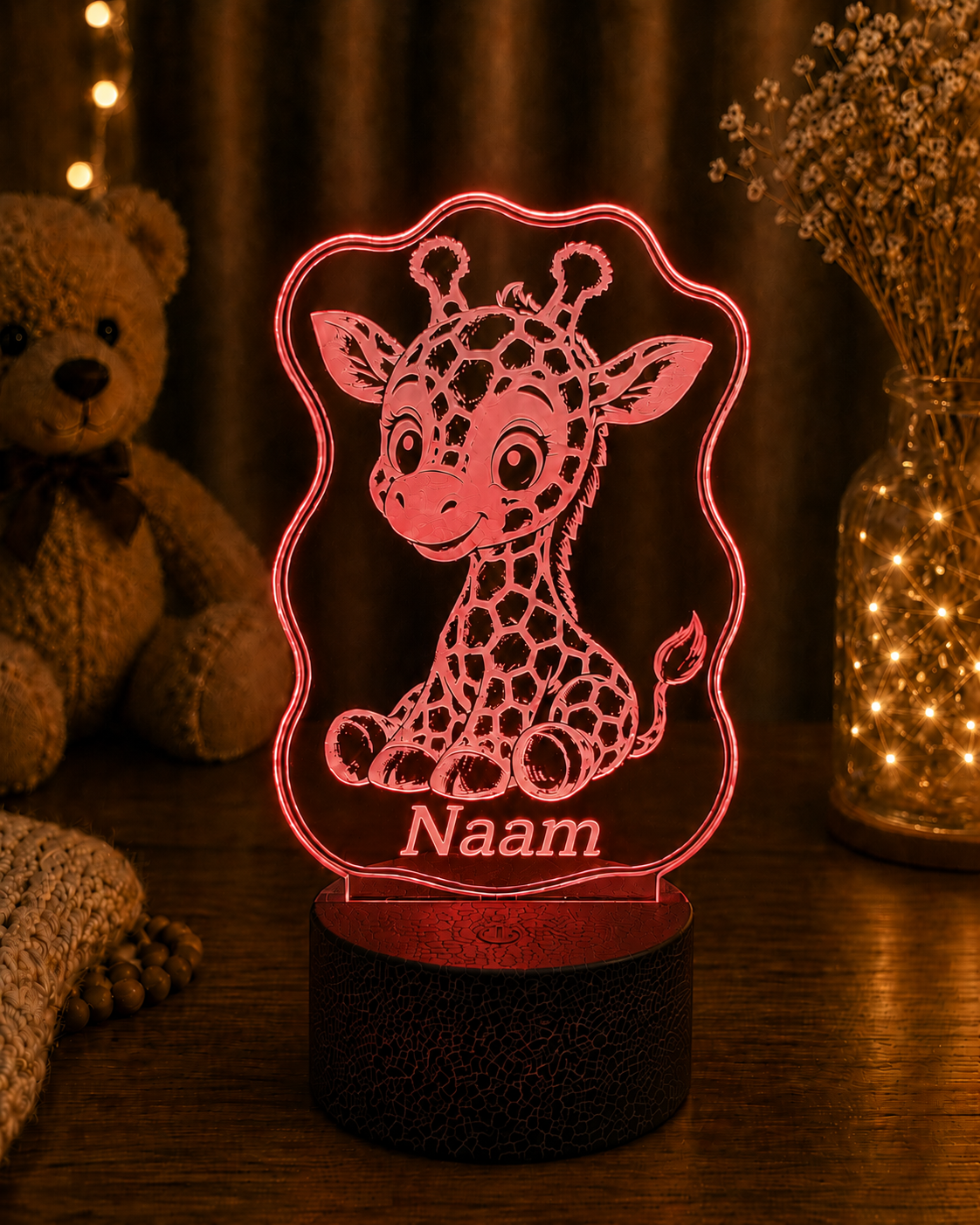Gepersonaliseerde LED Lamp met Naam voor Kinderen – Dieren Nachtlampje