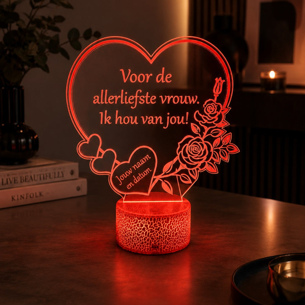 Gepersonaliseerde LED Lamp Hart – Groot Formaat