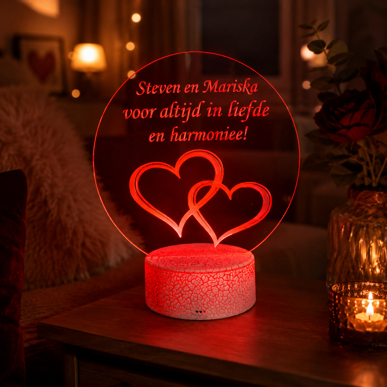 LED tafellamp met gegraveerd logo