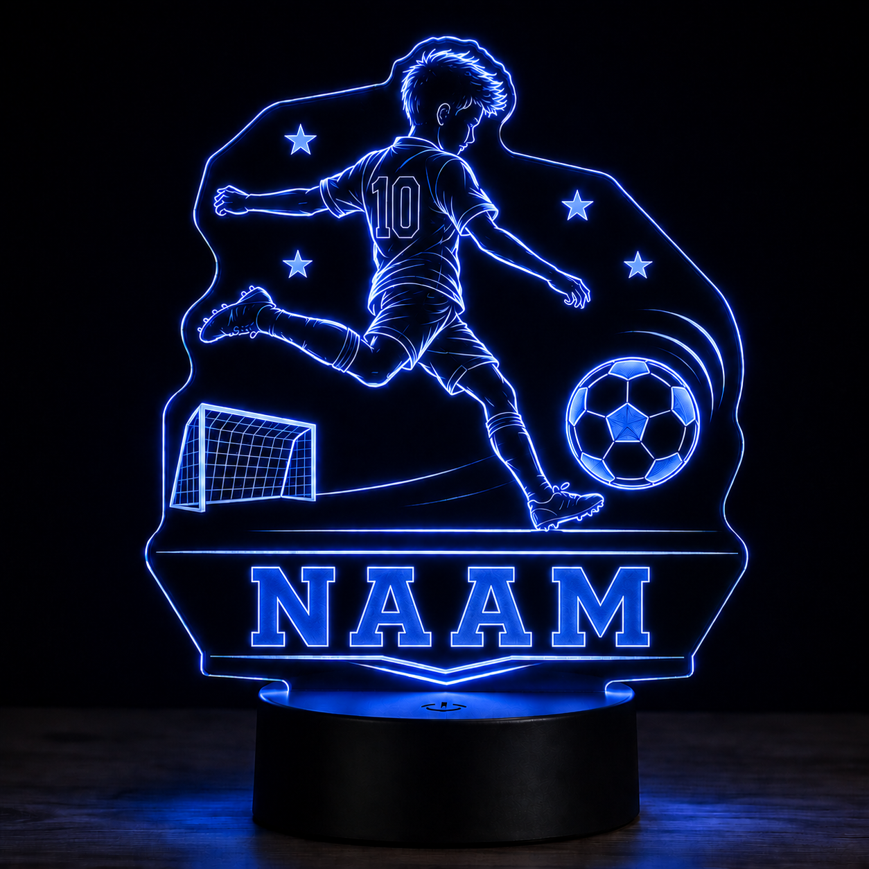 Gepersonaliseerde LED voetballamp met naam – Cracked Ice voet (16×21 cm)