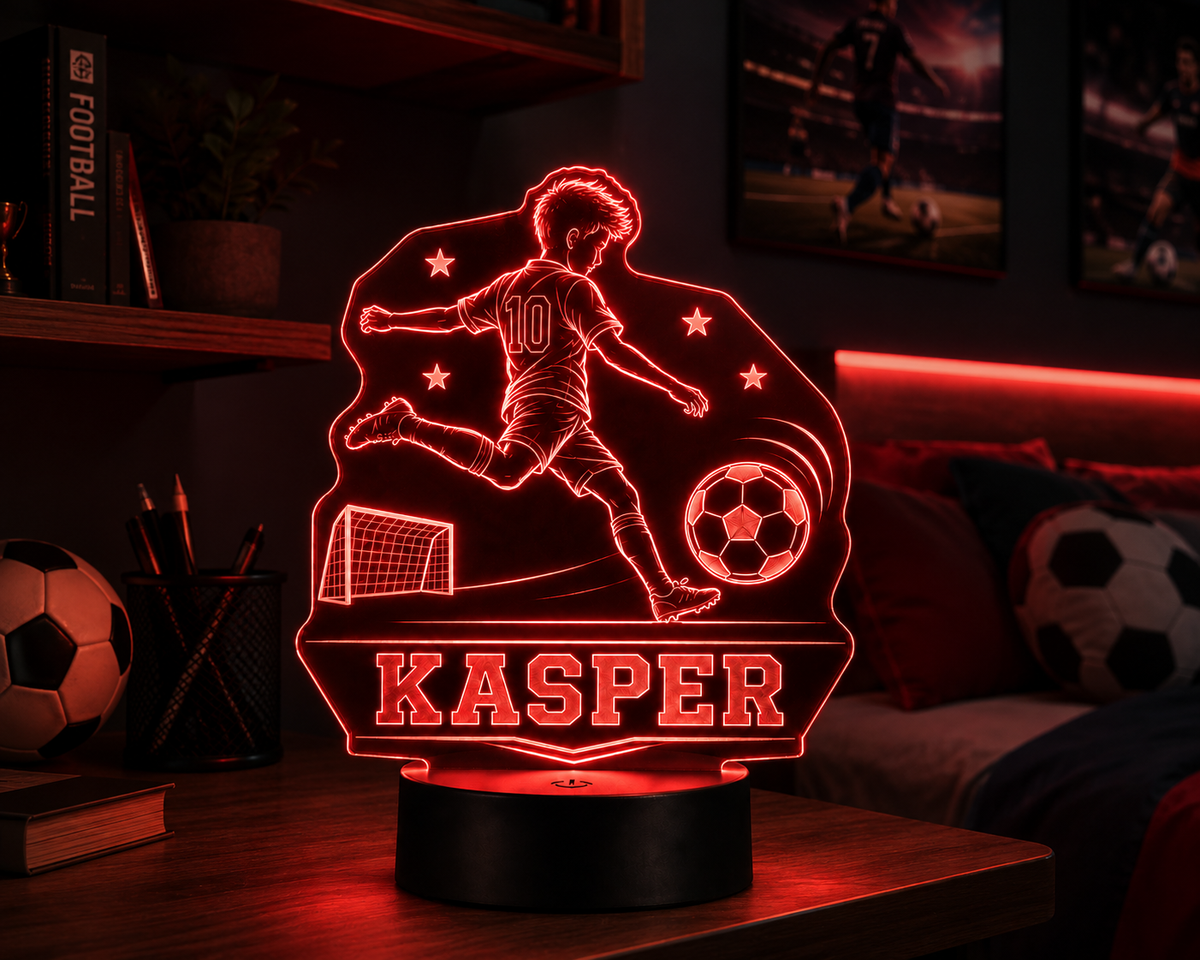Gepersonaliseerde LED voetballamp met naam – Cracked Ice of Zwart (16×17,5 cm)