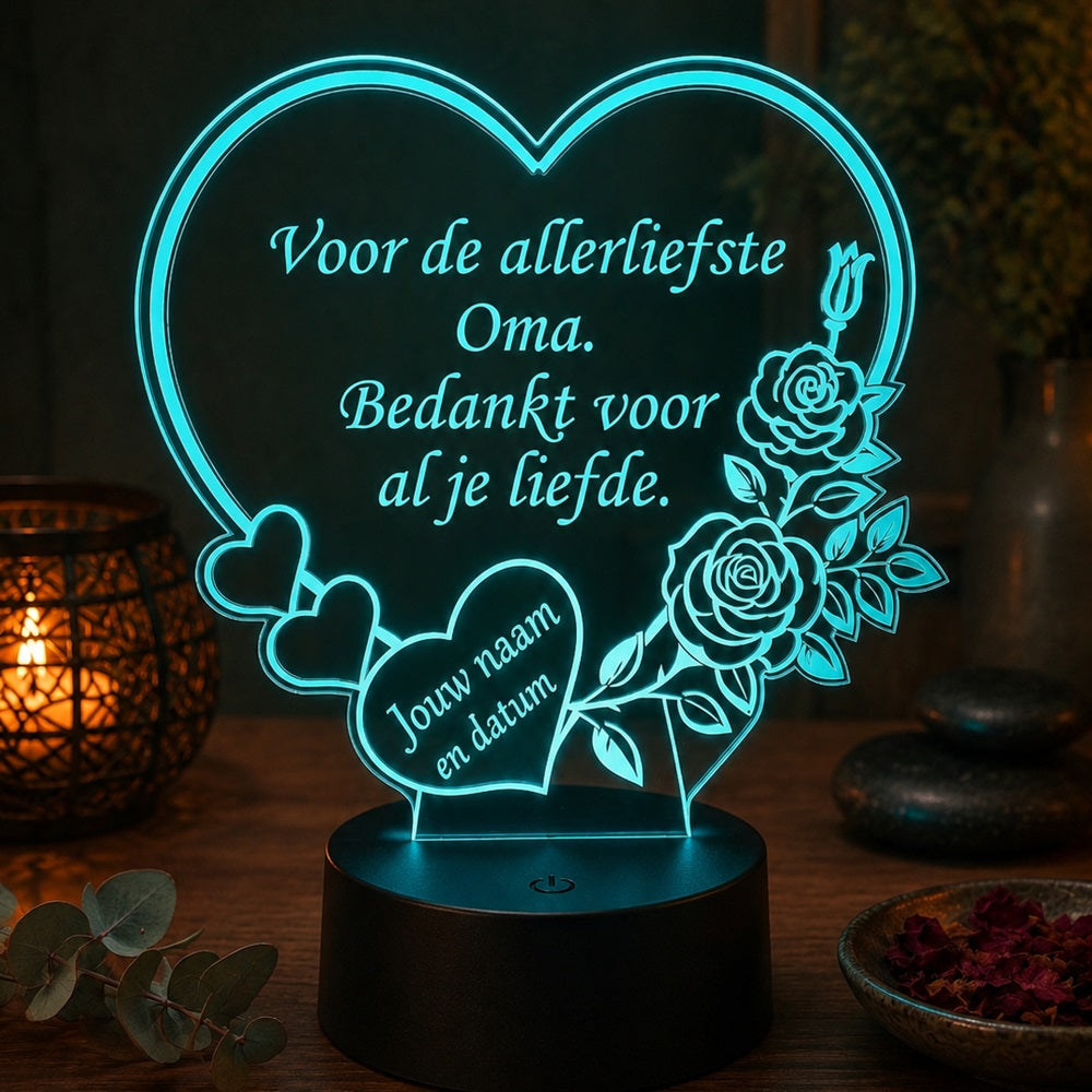 Gepersonaliseerde LED Lamp Hart – Groot Formaat