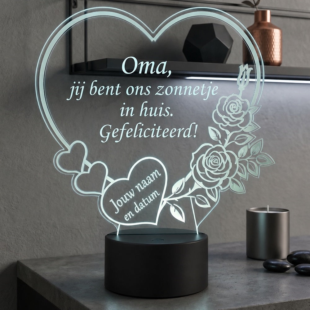 Gepersonaliseerde LED Lamp Hart – Groot Formaat