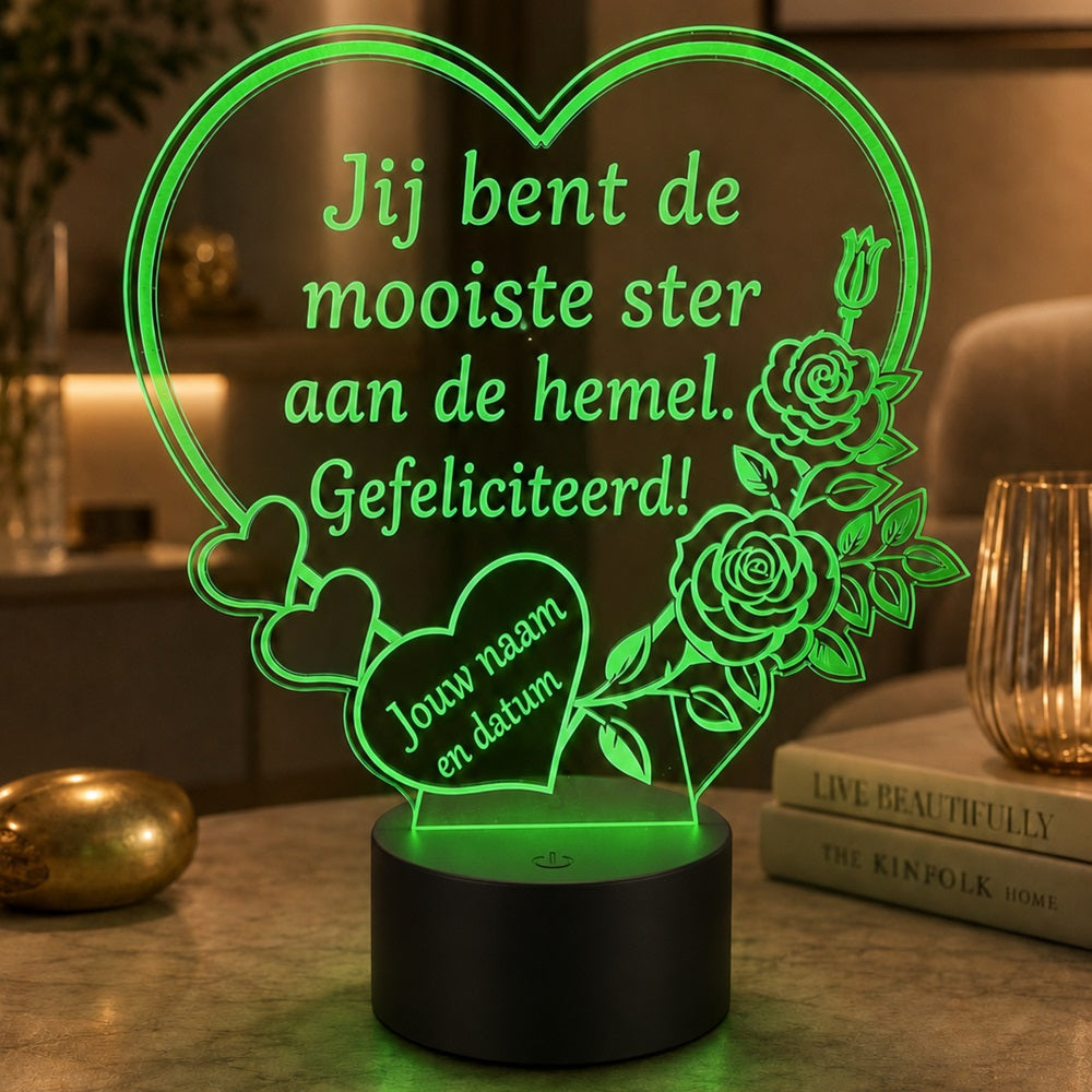 Gepersonaliseerde LED Lamp Hart – Groot Formaat