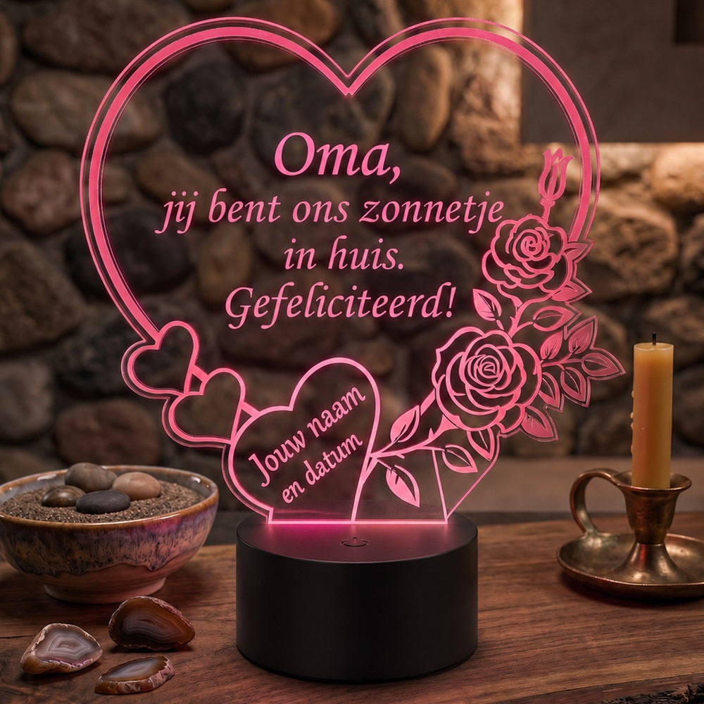 Gepersonaliseerde LED Lamp Hart – Groot Formaat