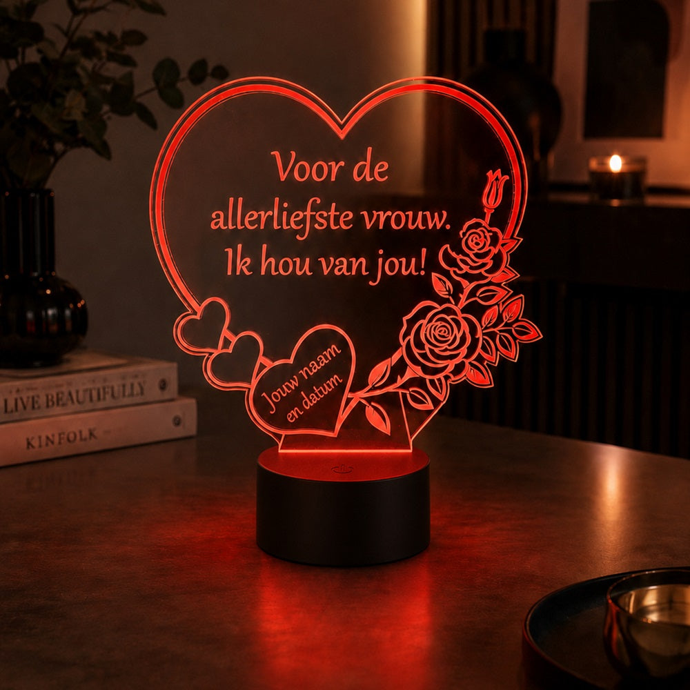 Gepersonaliseerde LED Lamp Hart – Groot Formaat